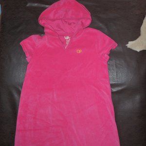 OP - Girl's Terry Cloth Over-the-Head-Slip-on Hooded Swimsuit Cover-Up